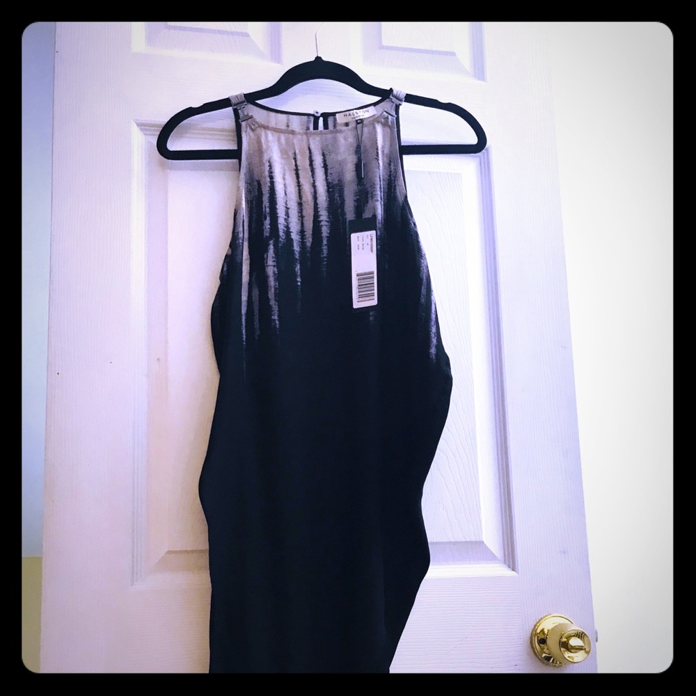 NWT Black/beige ombré symmetrical hem line dress
